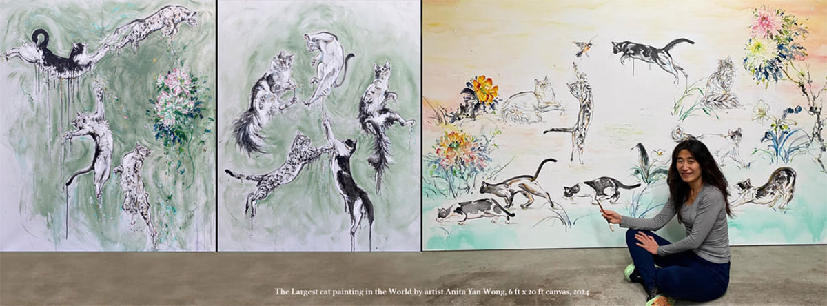 Cat Art Show 2024: Anita Yan Wong’s ‘Spring Dance,’ World’s Largest Cat Painting #chicomnews